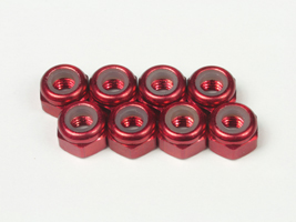 T.O.P. M3 Aluminum Nylon Nut Red (8 pcs)