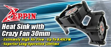 Zeppin Racing Heat Sink with Crazy Fan 30mm (1 Fan Included)
